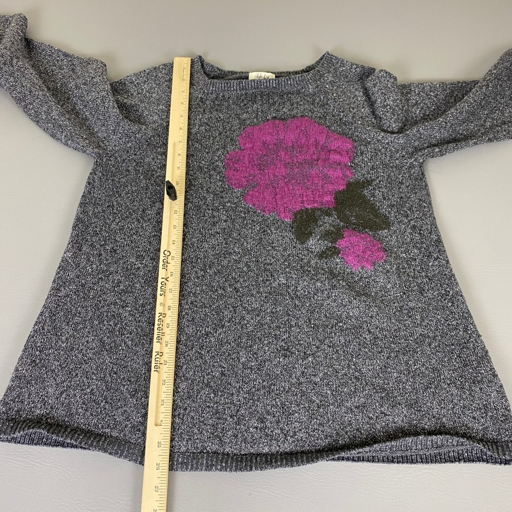 Style & Co Sweater Women's Plus 2X Gray Knit Rose Flower Long Sleeve Pullover - Picture 8 of 11